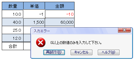 エラー表示の確認