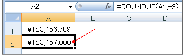 切り上げ後の数字