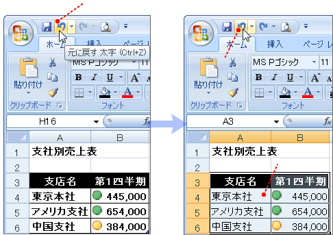 ひとつ前の状態に戻す